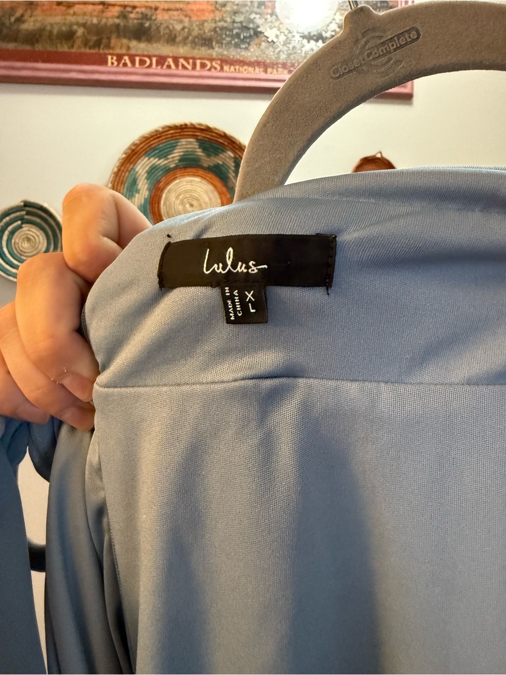Lulu's Dusty Blue Deep V Chiffon Maxi Dress - Picture 5 of 5